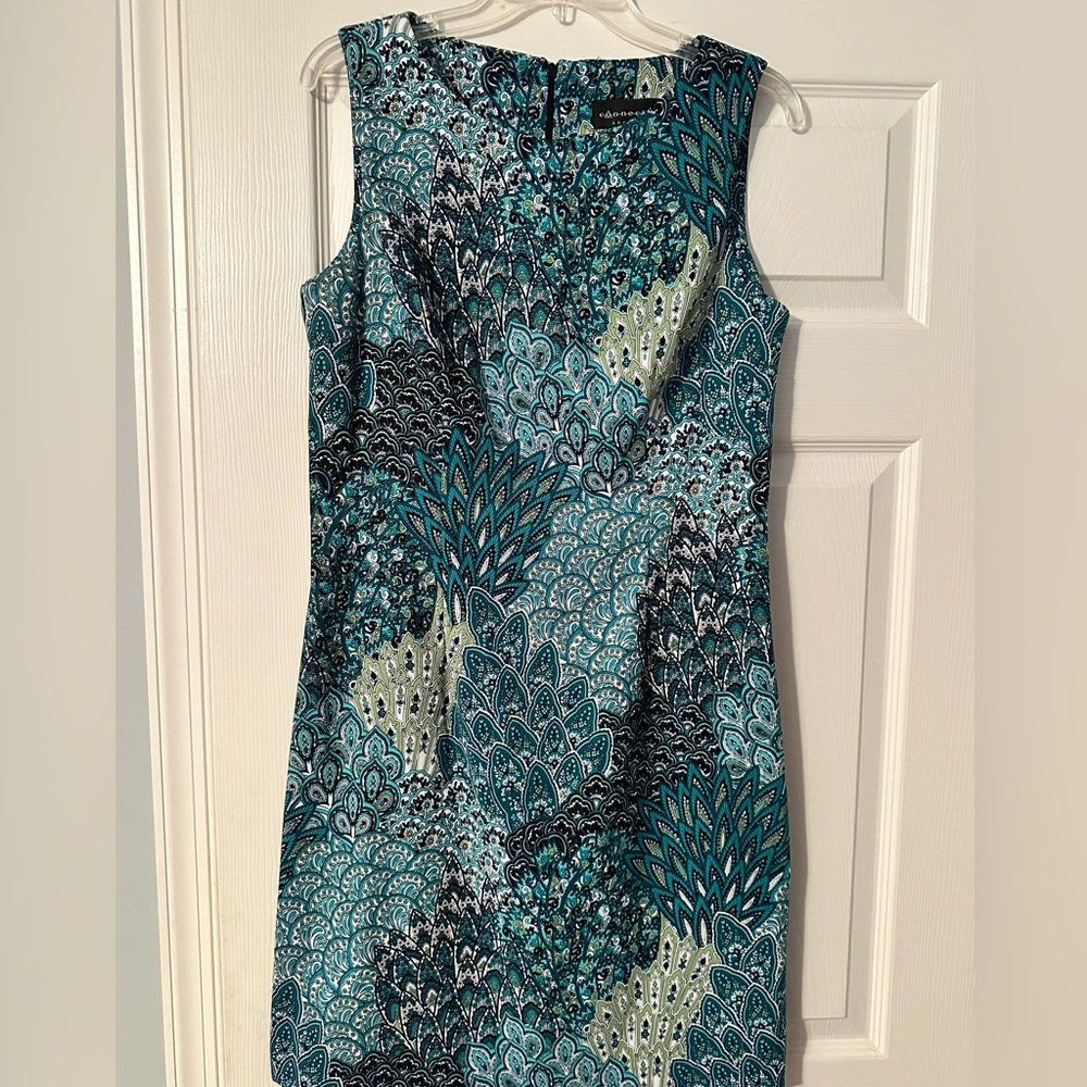 Connected Apparel Teal and Black Mini Dress